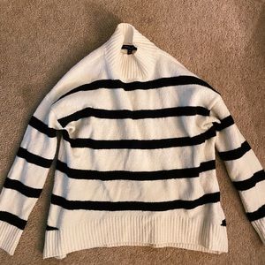 Black and White Turtleneck Sweater